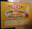 Vintage 1950 s Ireco Sprinkler Irrigation Farm 18 x24  Embossed Metal Sign Nice