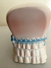 Vintage Baby Cradle Planter white Pink Blue 7  L X 4  tiered Ruffles