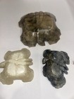Set Of 3 Vintage Chinese Hand Carved Shoushan Hardstone Lotus Leaf Bowls Dishes