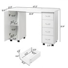 Rolling Computer Desk - 4-drawer  White  2 Shelves Storage   Mdf    nail Table   