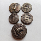Lot Of 5 Ancient Roman   Greek Bronze Silver Tetradracms Coins
