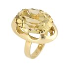 Vintage 9carat Yellow Gold Green Quartz Solitaire Ring  size M 1 2  14x20mm Head