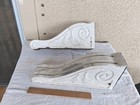 2 Antique Wood 3 1  Boards Corbels Old White Chippy Paint Hand Carved Scrooling 