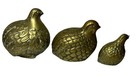 Vintage Solid Brass Quails Family Bird Figurine Lot Set Of 3 Korea Mcm