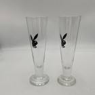 Pair Of Vintage Playboy Bunny Logo Pilsner Beer Glasses  Great Condition 