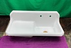 Art Deco High Back Refinished Kitchen Sink Vintage Cast Iron Lh Drainboard