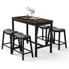 5pcs Bar Table Set Upholstered Saddle Stools   Counter Height Table Set