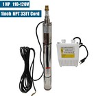 1hp 3  Deep Well Submersible Screw Pump 380ft Hmax 10gpm W control Box Ac 115v