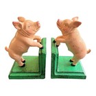 Cast Iron Pig Bookends Pair Farmhouse Country Vintage Style New