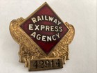 Great Vintage Railway Express Agency Badge Pin  42914 Brass Enamel 1920s