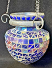 Bombay Company Moroccan Cobalt Mosaic Hanging Glass Tea Light Lantern