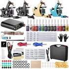Complete Tattoo Kit 4 Pro Machine Guns 7 Inks Power Supply Foot Pedal Needles