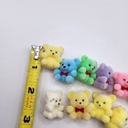 Flocked Teddy Bear Miniature Lot Of 16 White Yellow Pink Blue Purple Green 1 