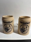 Pair 2 Vintage Gesundheit German Beer Stein Mug Stoneware 1 2l Set Pottery