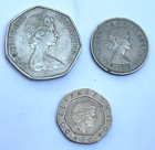 Foreign Coins - Uk  Lot Of 3 Coins  Cool  1969 50p  1957 Shilling  2004 20p   73