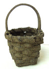 Antique Primitive Miniature Painted Splint Basket Grayish 3 1 2  Tall