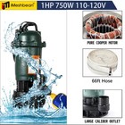 110v Sewage Submersible Pump 1hp 750w Cast Iron Sump Pump 4000gph 66ft Hose