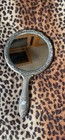 Vintage Hand-held Vanity Mirror Silver Plated Ornate Victorian Design Heavy