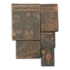Lot 5 Vintage Letterpress Printing Blocks Carnation Ham Shoes Advertising