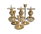 6 Vintage Brass Candleholder   Candle Stick Group