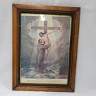 Vintage Picture Frame Oak Stained Ornate Carved Black Liner 10x14 Hanging