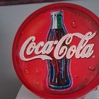 Coca-cola Round Led Lighted Sign Bottle Cap Style Plug-in Red Soda Theme