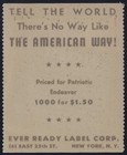 Scarce Patriotic  ever Ready  Advertising Label Cinderella   Poster Stamp Mintnh