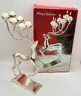 Godinger Reindeer Candle Holder Silver Plated Candelabra Christmas Decor