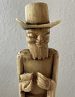 Vintage Hand-carved Chinese Asian Man In Hat Figurine 10 25  Tall