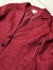 Chico s Blazer Jacket Women s Size 1 Medium Embroidered Lined Business Red