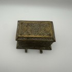 Antique Copper Embossed Jewelry Box With Lid Rare Vintage