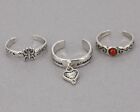 Lot Of 3 Retired Silpada Sterling Silver Toe Rings Heart Charm Coral   Butterfly