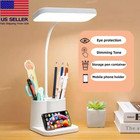 Dimmable Led Desk Light Touch Sensor Table Bedside Reading Lamp Usb Rechargeable