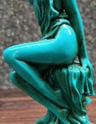 Chinese Natural Hand-carved Turquoise Statue People Beauty Exquisite Green