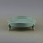 5 3  Chinese Song Ru Kiln Porcelain Celadon Glaze Tripod Brush Washer Collect