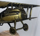 Vintage Retro Brass Colored Bi-plane Aviation Wall Decor   See Pics  Airplane
