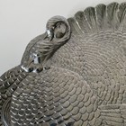 Fitz And Floyd Thanksgiving Silver Metalware Turkey Serving Tray 10x9 