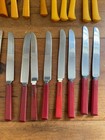 Lot Of 38 Vtg Bakelite Handle   Stainless Steel Knives  Red  Butterscotch  Knife