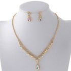 Gold Tone Metal Crystal Rhinestone Necklace Earring Set S19365-gab
