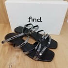 Find  Womens Sandals Sz 8 5 M Black Metallic Strap Open Toe Spain