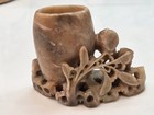 2 Vintage Chinese Asian Hand Carved Soapstone Sculpture Vases