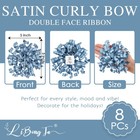 5   Dusty Blue Bows Curly Ribbon Bows For Gift Wrapping Satin Bows With Doubl   