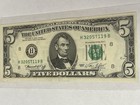 1974  5 Five Dollar Federal Reserve Note Nice Crispy Vintage Note Au Condition