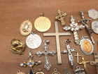 Vintage-now 30 Piece Cross Christian Catholic Medals Pendant Religious Lot  14