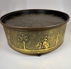 Vintage Guildcraft Fruit Cake Tin     Greek Revival Gold Black Container