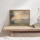 Wood Framed Vintage Wall Art  Small Fall Nature Sunset Landscape Canvas Wall    