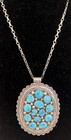 Vtg Navajo Signed Tommy Moore Turquoise Sterling Pendant  Brooch W Chain Over 3   