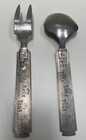Vintage Konge-tinn Norwegian Pewter Serving Fork   Spoon Viking King Olav