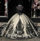 Black Applique Sweetheart Quinceanera Dresses Beaded Ball Gown Princess Sweet 16