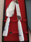 Sheffield England Stainless Steel Wedding Cake Knife   Server Set Porcelain